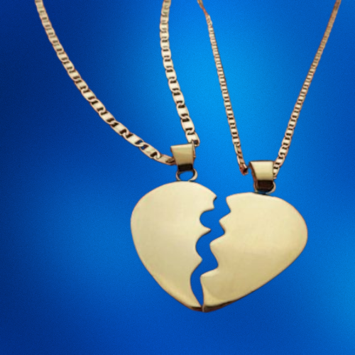 DUO DE CADENITAS CORAZONES COMPARTIDOS CON FRASE (TE AMO)